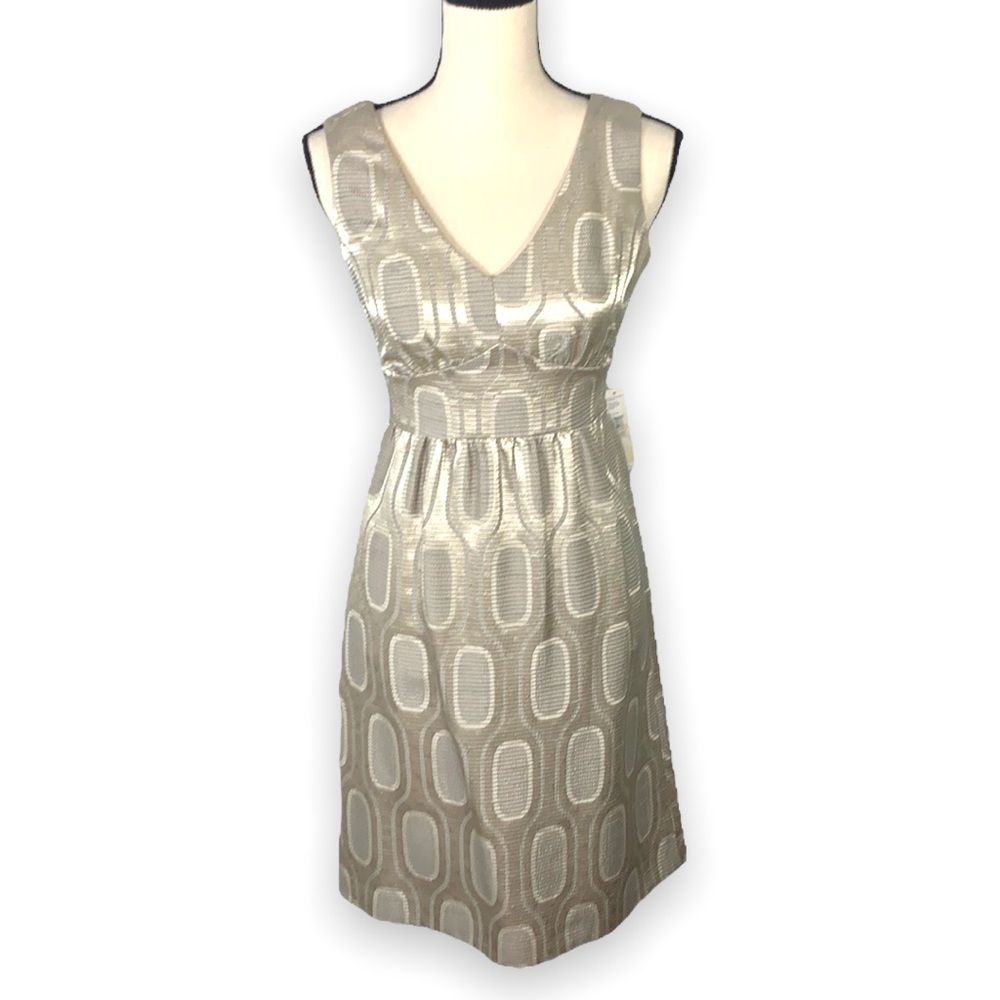 Antonio Melani Beige & Gold Dress (Size 0, NWT)